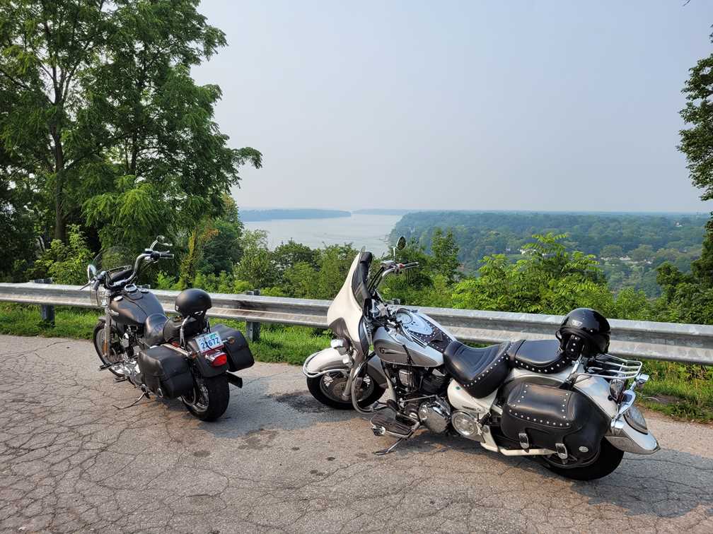 two motorcycles overlooking the Niagara River