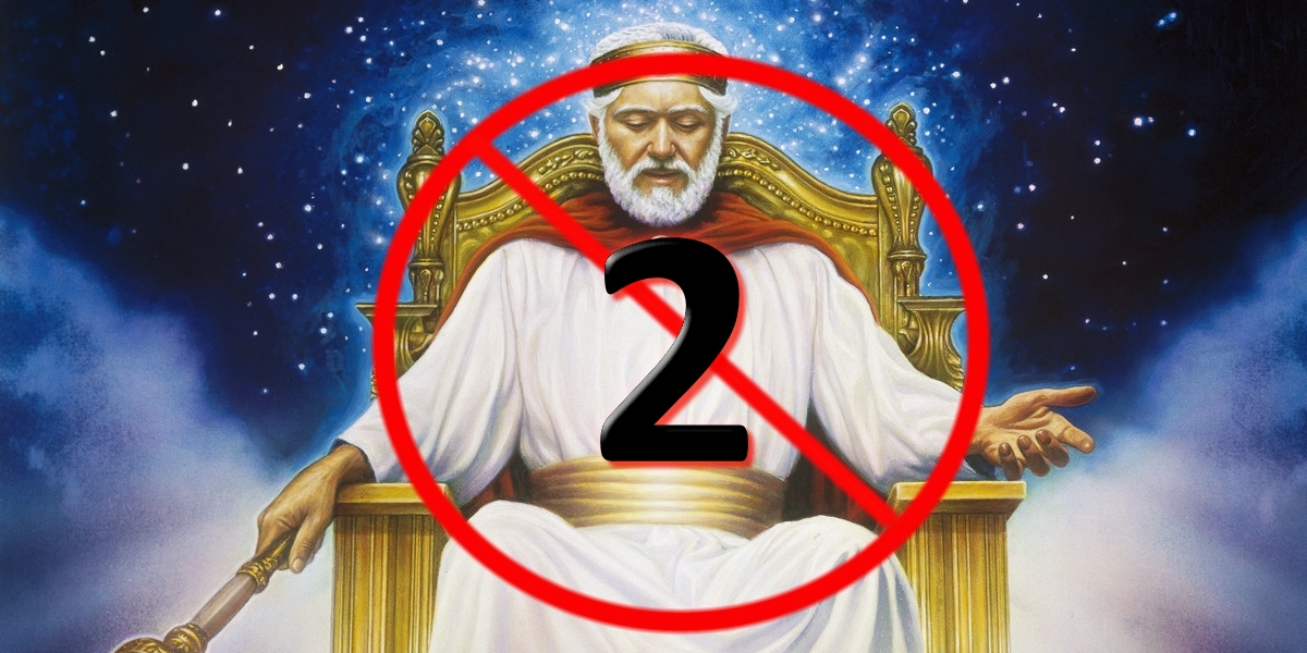 picture of a male image on a throne with a red circle and line "no" symbol and a number 2 imposed over the image